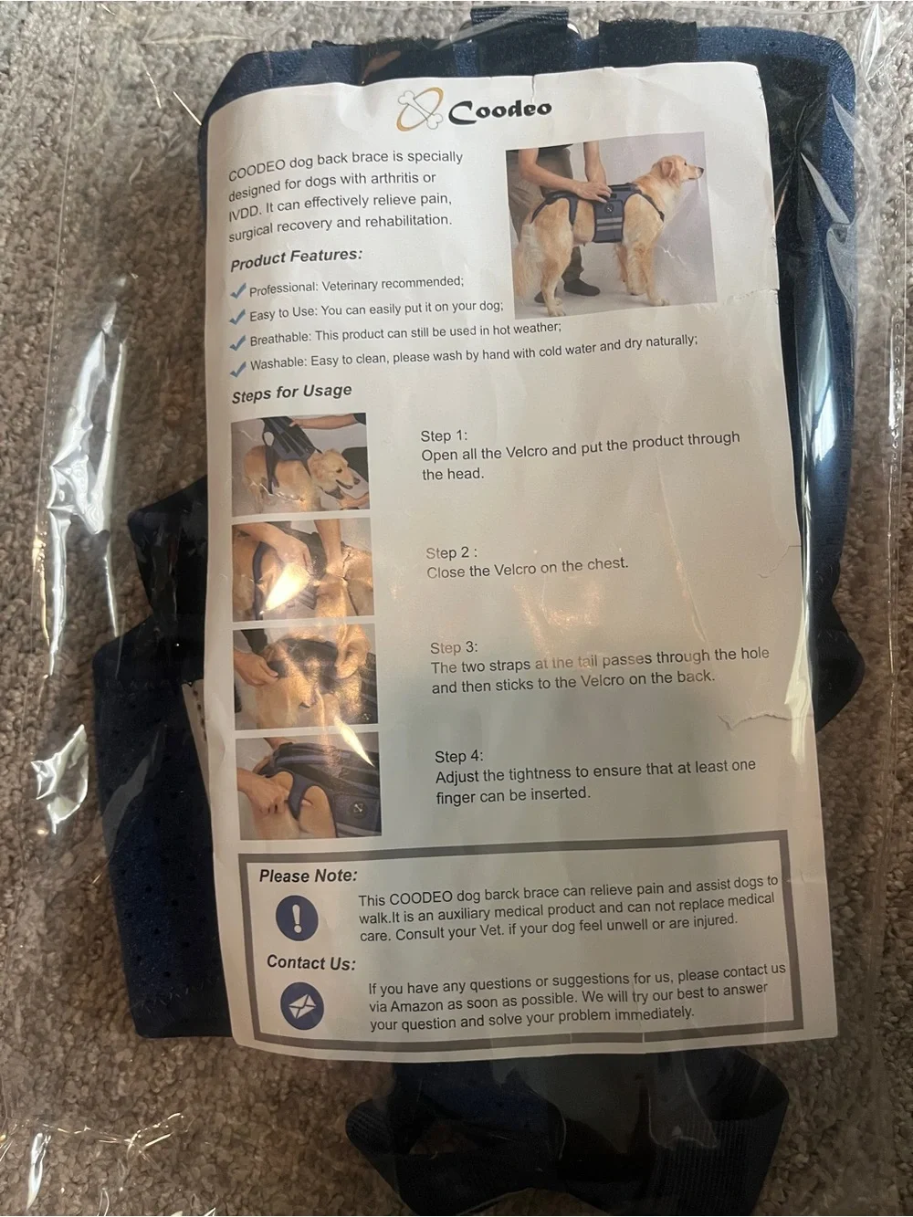 Dog Back Brace for  Arthritis, Pet Back Bracer for IVDD Back Protect 2188-1